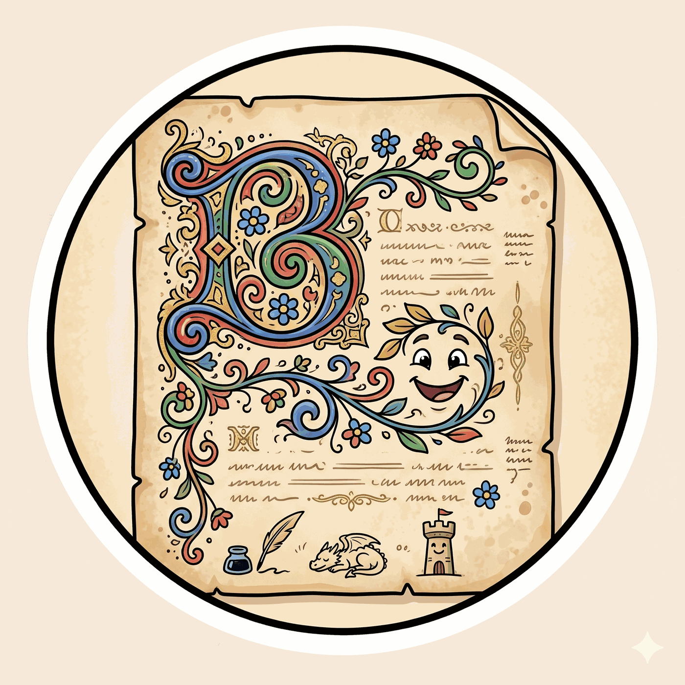 Una página de manuscrito medieval iluminado